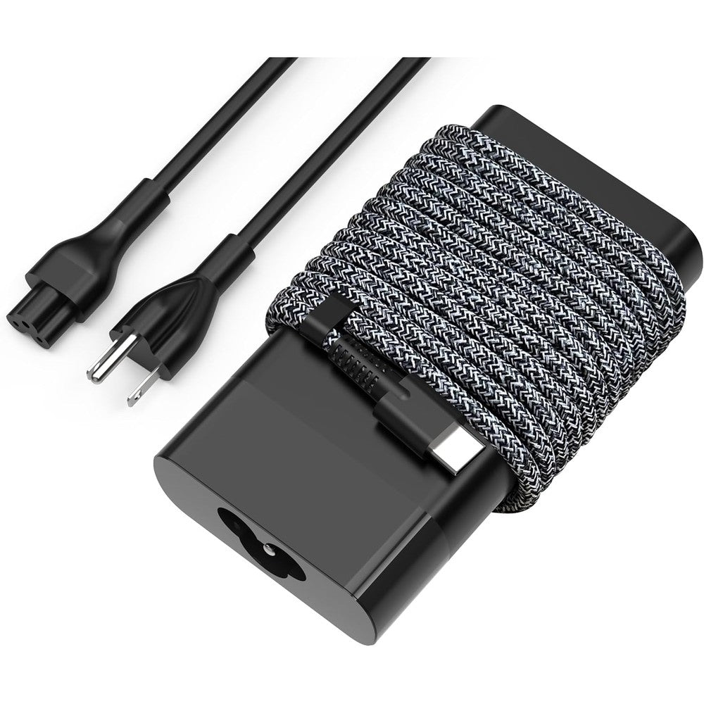 Wefly 65W USB Type C Laptop Charger front view showing compact adapter body and premium braided cable