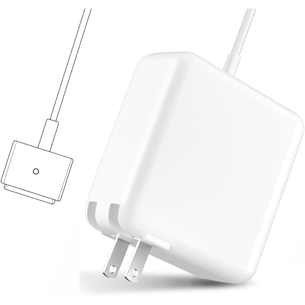 SorsnA MacBook Air charger replacement forty five watt power adapter front view showing white square block design