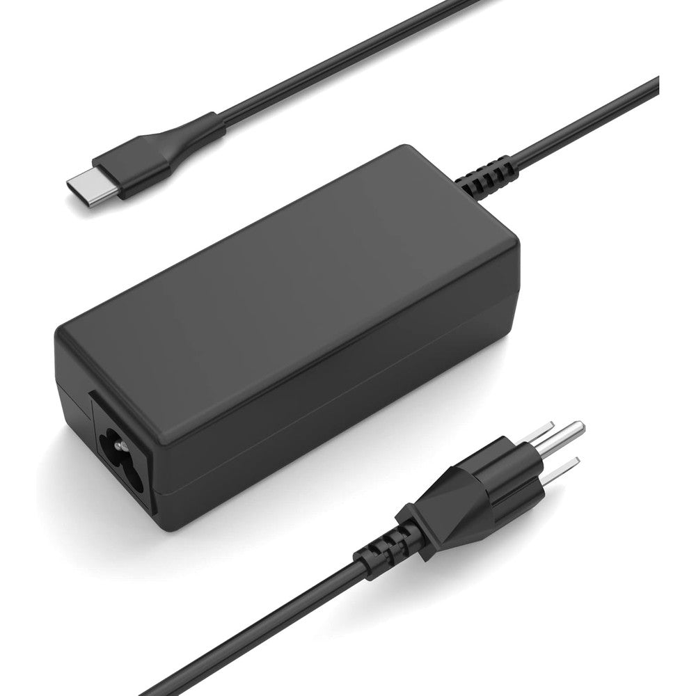 NNQEKBUF universal laptop charger front view showing the power brick and type c connector tip.
