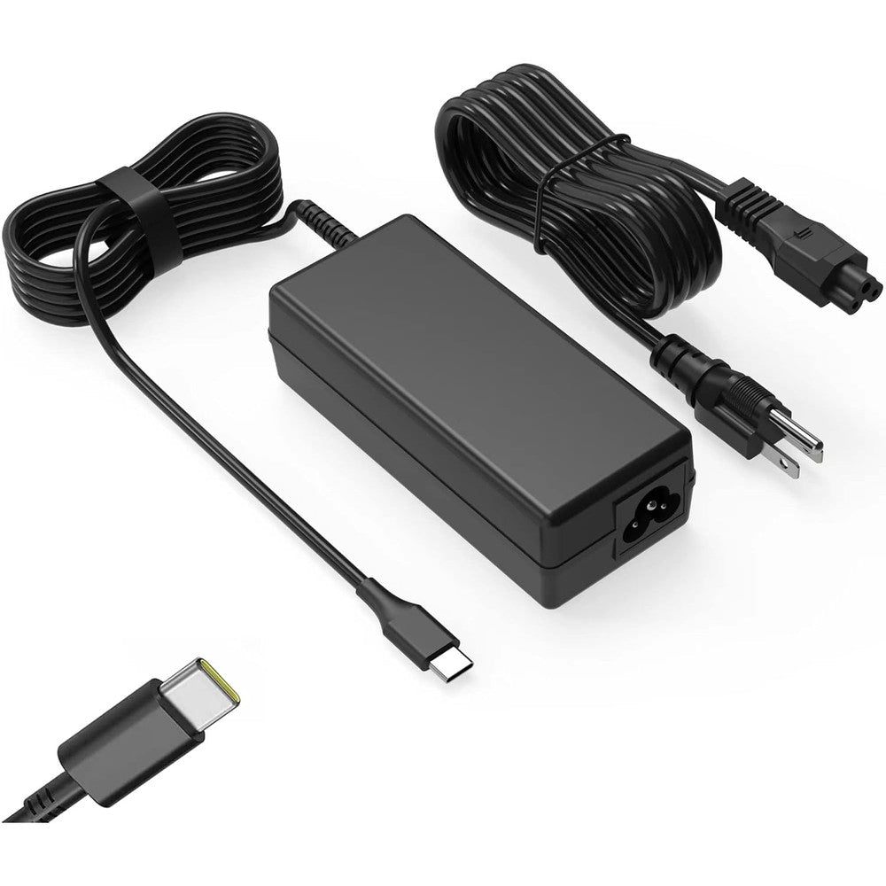 SLE-TECH Universal Chromebook Charger USB C 65W front view showing the compact adapter brick and Type-C power cord.