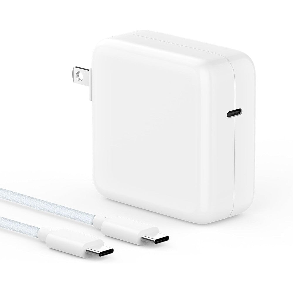 MARSDOCK 100W USB C MacBook charger power adapter front view with foldable plug popped out.