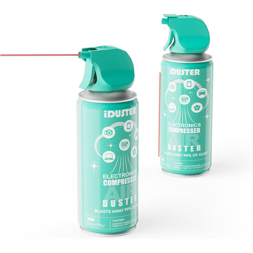 iDuster canned air duster spray front view computer keyboard cleaner