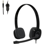 Logitech H151 wired stereo headset front view black