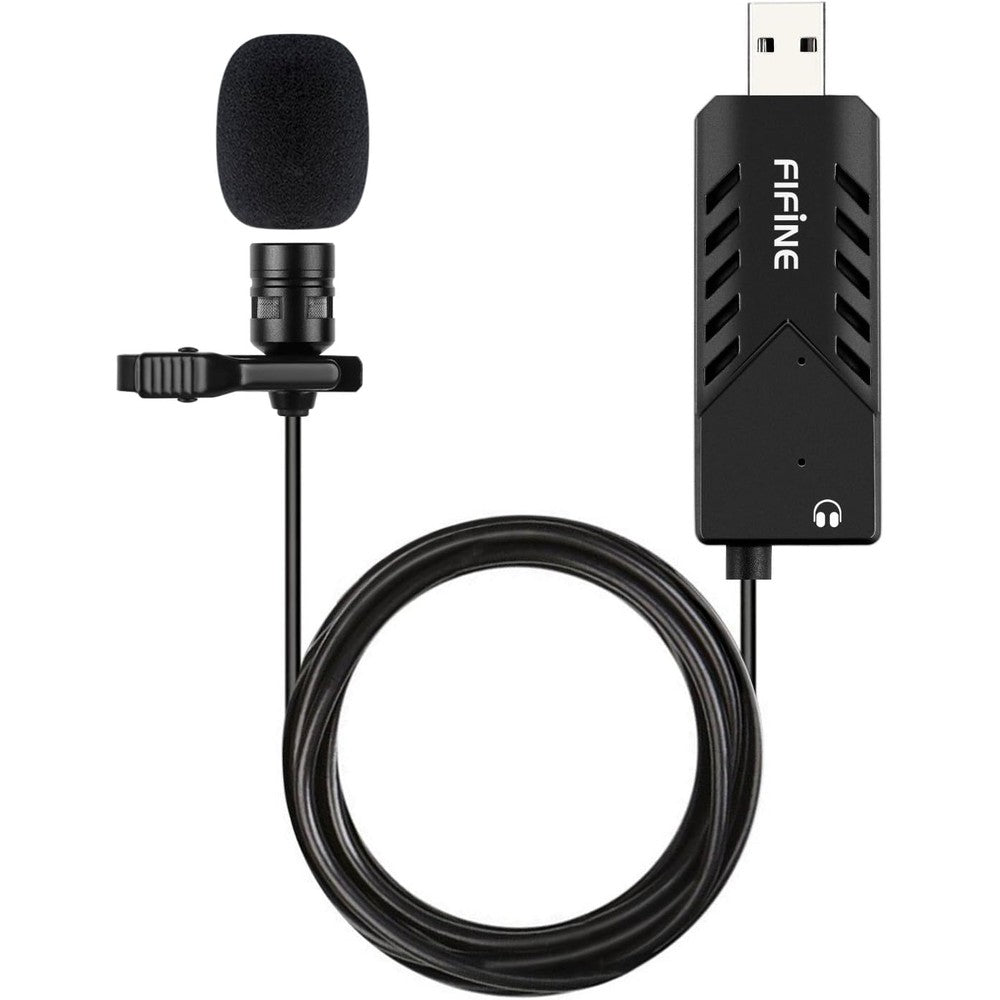 Fifine K053 USB Lavalier microphone front view for computer