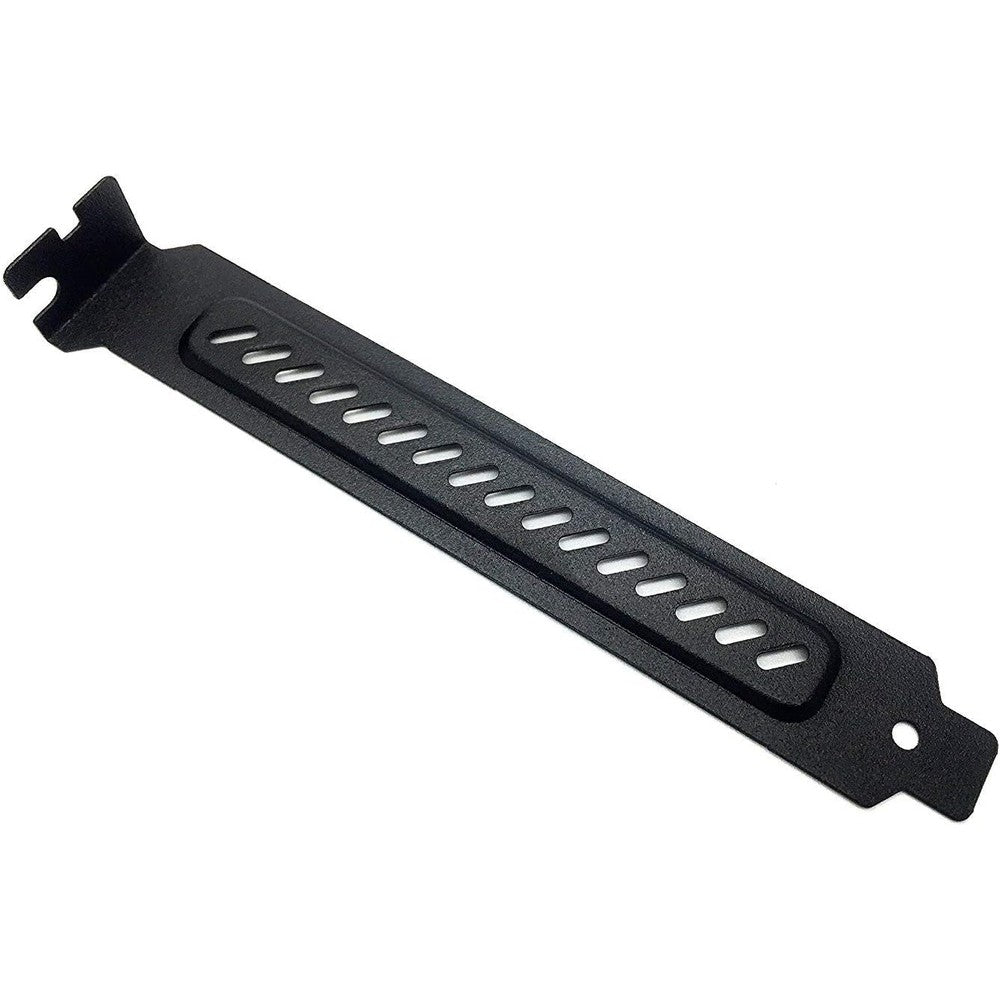 upHere hard steel pci slot cover front view showing the vented design layout