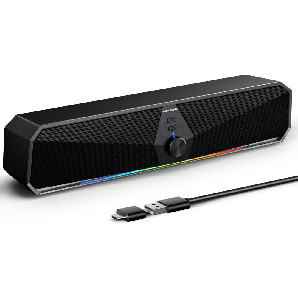 SENZER CS30 Bluetooth Computer Speakers for Desktop with Stereo Sound and Dynamic LED Lighting Input - Image 1