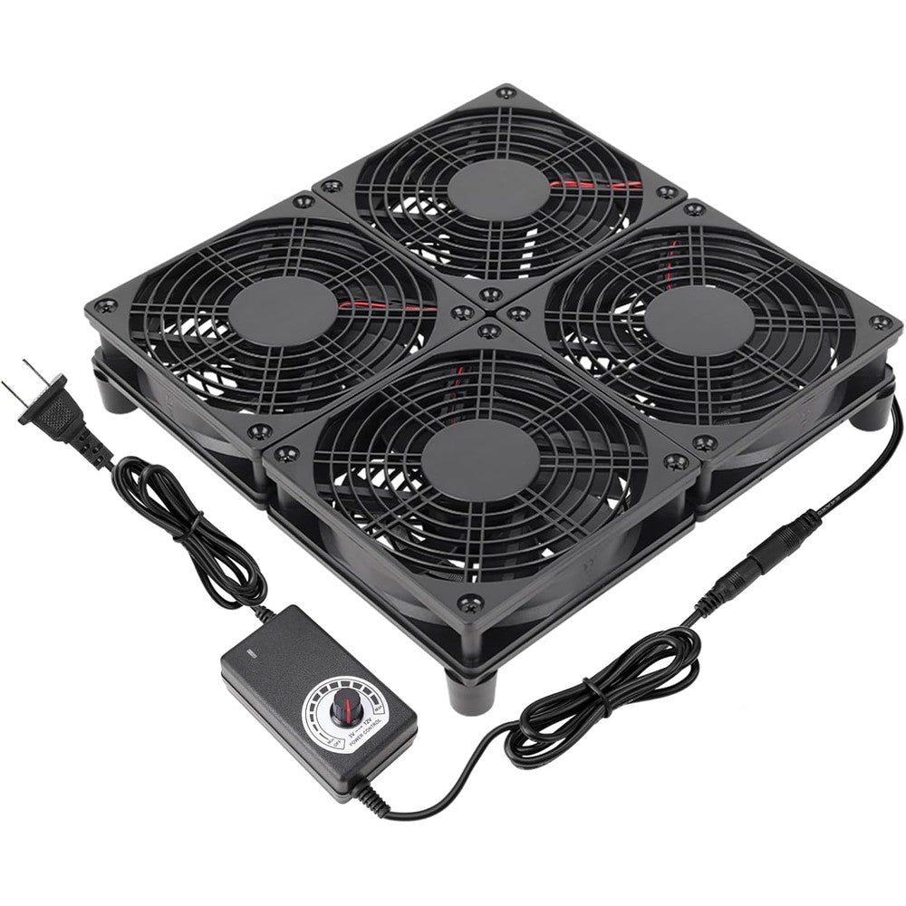 PANO-MOUNTS Router Laptop Cooling Pad front view showing the four 120mm fans assembly.