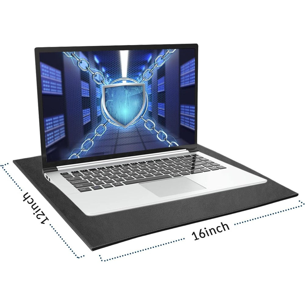 NewBeau EMF Protection Laptop Pad front view showing black vegan leather texture