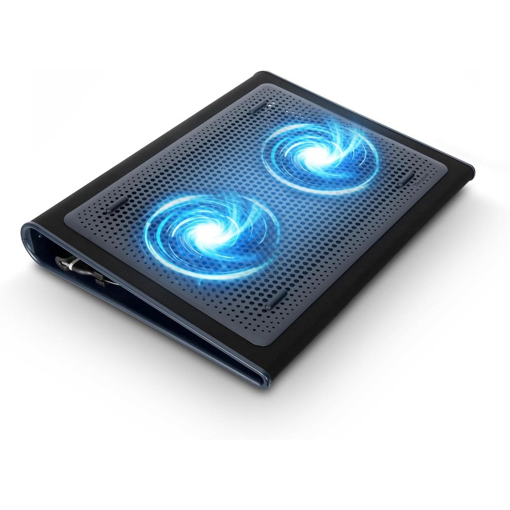 Targus 17 inch dual fan lap chill mat front view showing mesh top and rubber stops