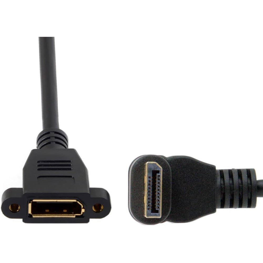 Cablecc DisplayPort 90 degree male to female adapter front view