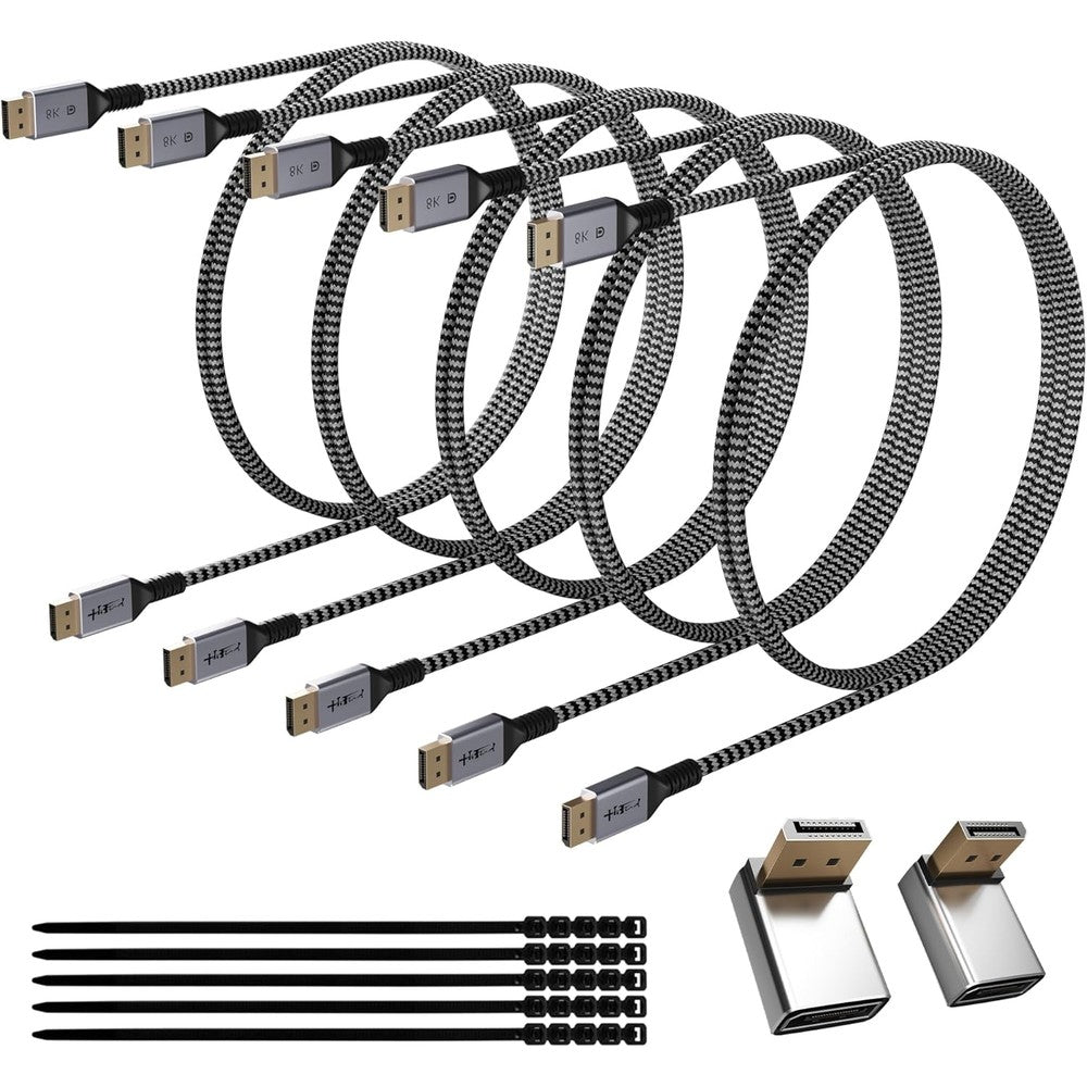 HiFind VESA certified 8K DisplayPort 1.4 cable 5 pack front view