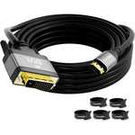 Conable HDMI to DVI cable 15 feet front view showing gold plated connectors.