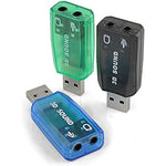 VizGiz 3 Pack USB Sound Card Adapter front view showing three colorful audio dongles.