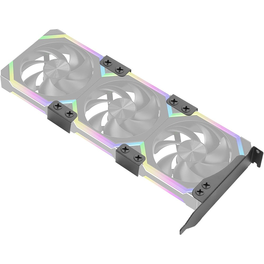 YAODHAOD three fan mount rack pci slot bracket front view showcasing durable black metal frame