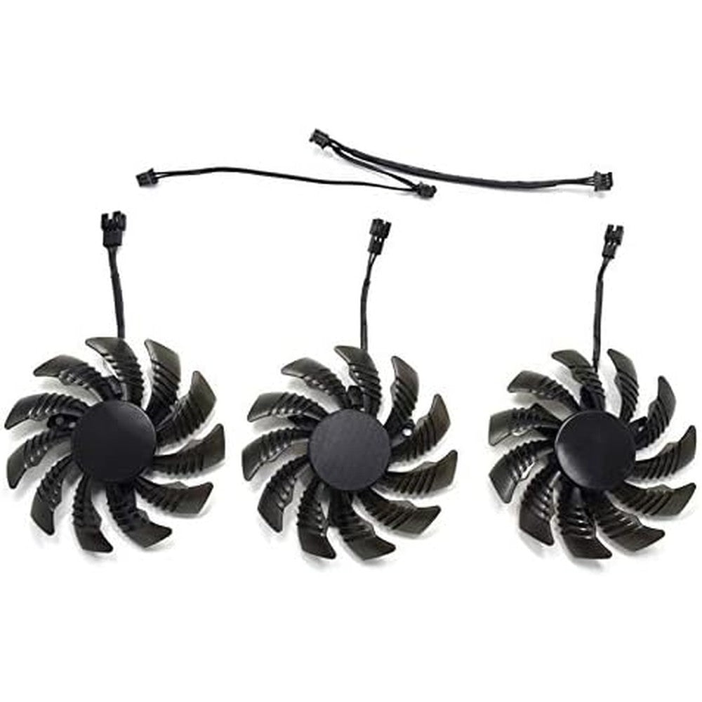 inRobert PLD08010S12H 75mm 3-pin video card cooling fan front view showing eleven blade design