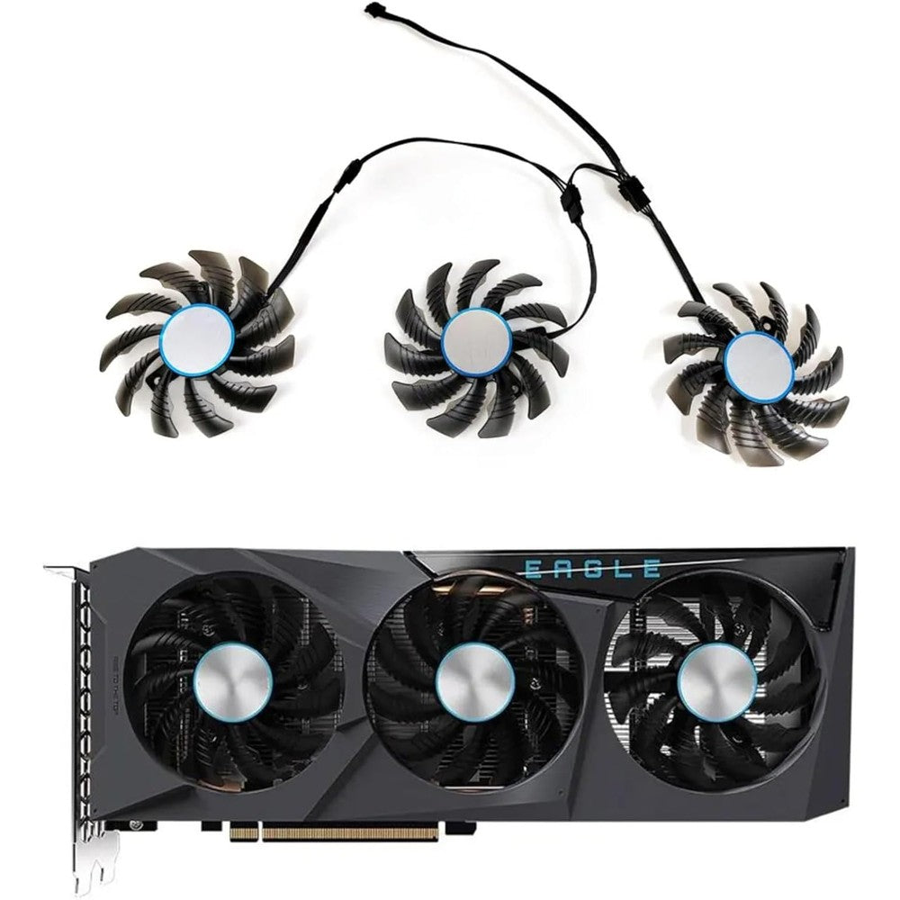 LTANDBR 75mm graphics card cooler fan replacement front view showing triple fan layout for desktop GPU cooling.