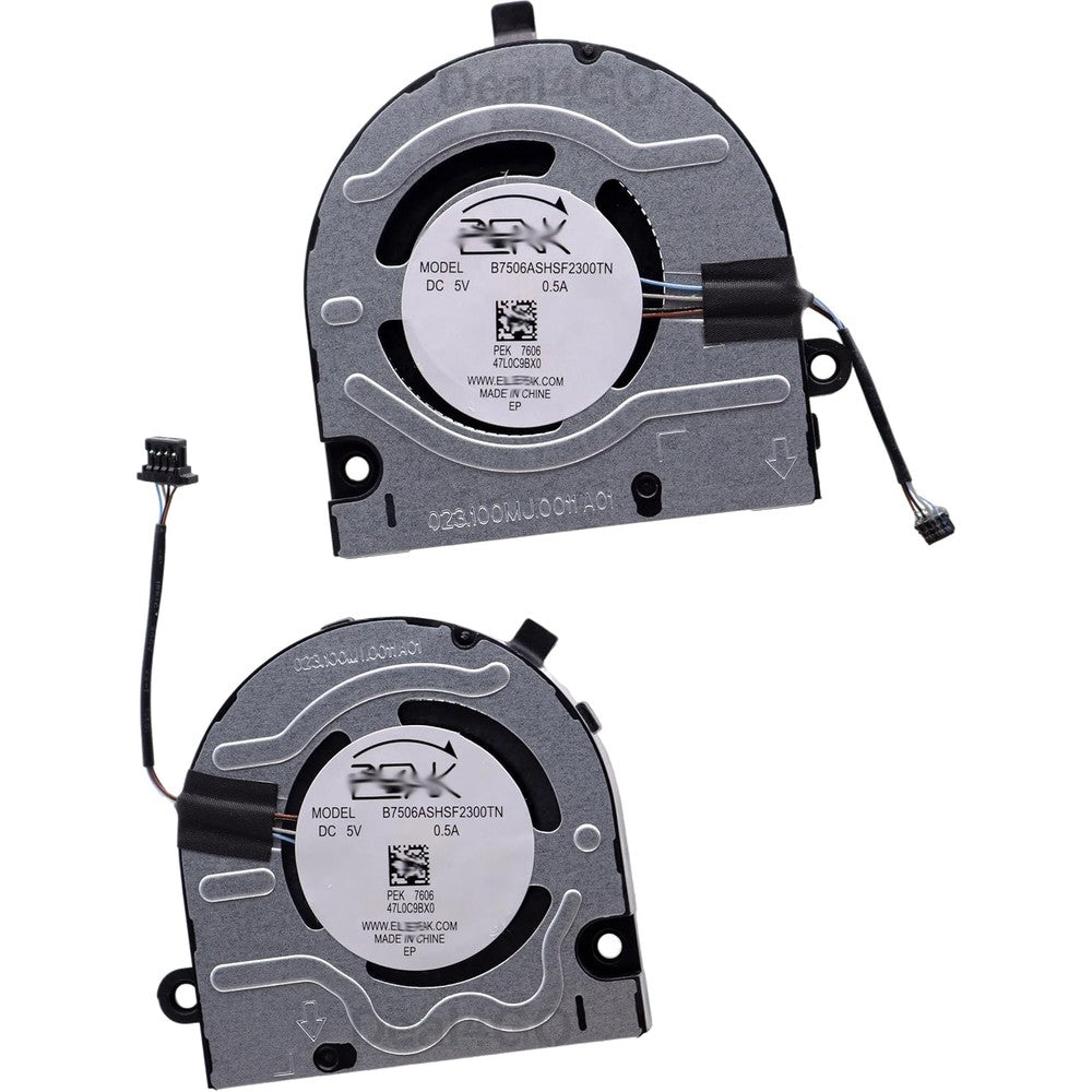 Deal4GO CPU and GPU cooling fan replacement set showing both internal laptop fans side by side.