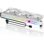 AsiaHorse graphics card holder and cooler white front view showcasing three ARGB fans