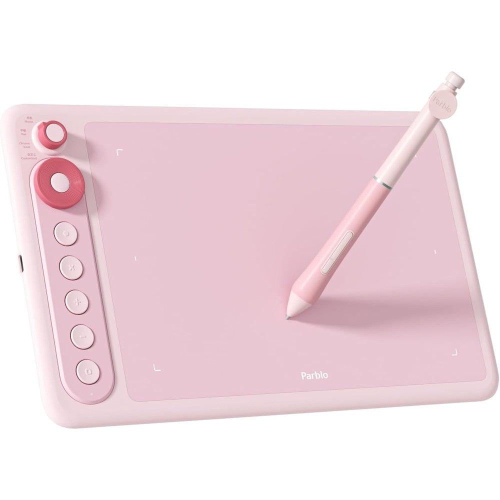Parblo Intangbo X7 digital drawing tablet front view in pink color