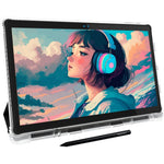 PicassoTab X14 standalone drawing tablet front view displaying colorful digital illustration with pen stylus.