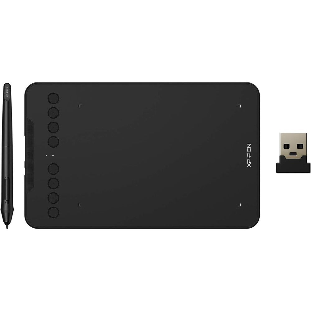 XP-Pen Deco mini7W wireless graphics drawing tablet front view showing active area and shortcut keys