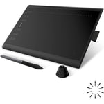 Huion Inspiroy H1060P graphics drawing tablet front view showcasing the large black active area and customizable express buttons.