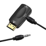 Guamar HDMI to VGA adapter front view showing gold plated male connector and black body