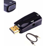 RyzCare HDMI to VGA adapter front view showing gold plated connector for laptop setup.