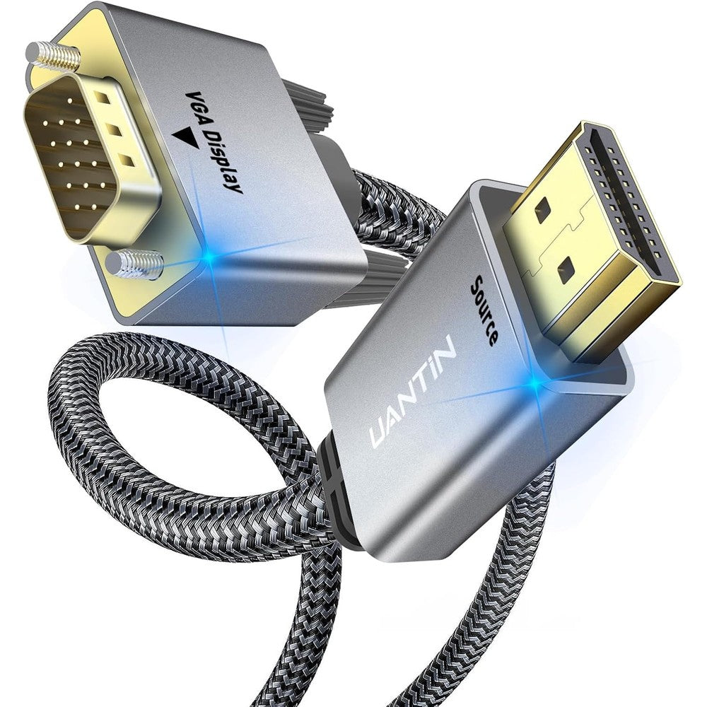 UANTIN HDMI to VGA cable adapter 6ft front view showing gold-plated connectors
