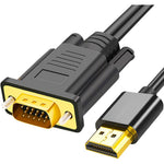 Zorbes HDMI to VGA 6 feet cable front view showing gold plated connectors
