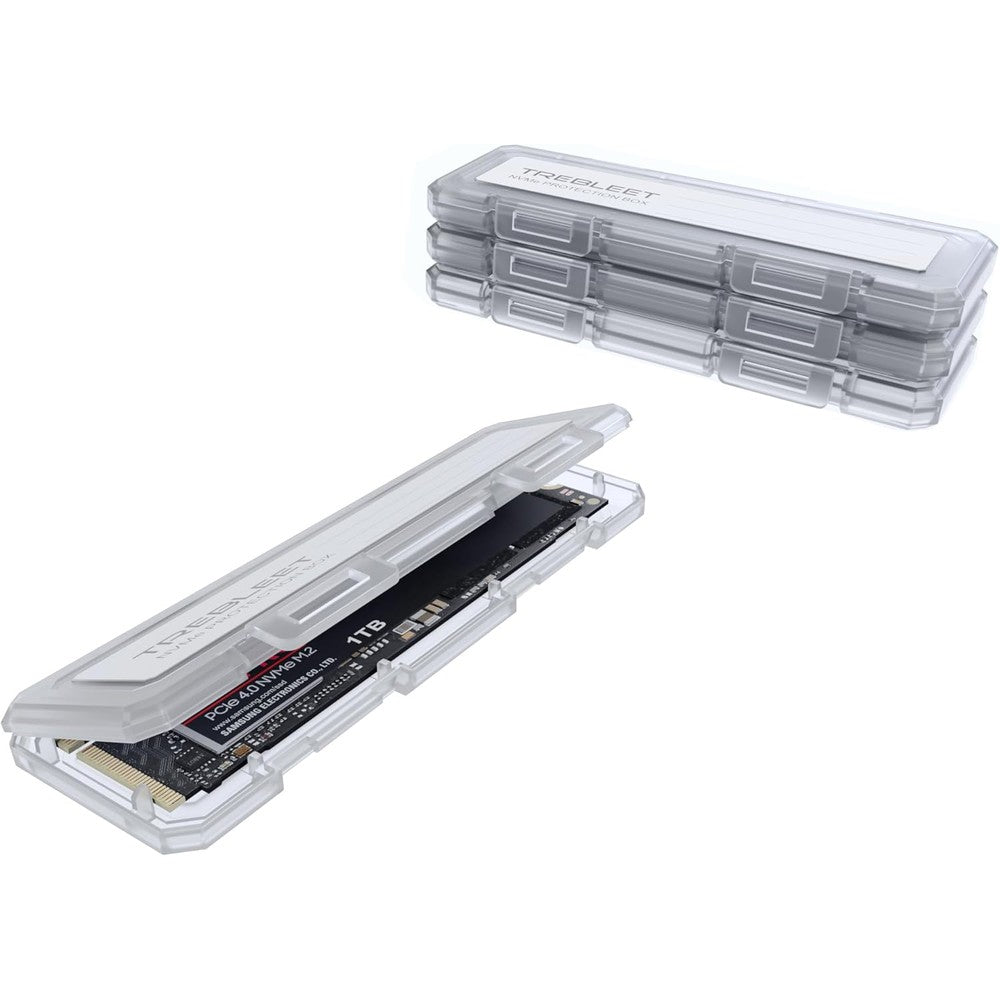 Trebleet 4-Pack NVMe case protective box showing clear front view layout