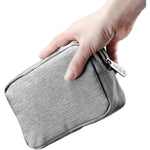 E-Tree small makeup bag front view showcasing grey canvas texture