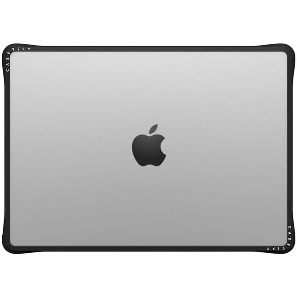 CASETiFY Impact MacBook Pro 14 Case front view showcasing sleek clear black bumper shell protection
