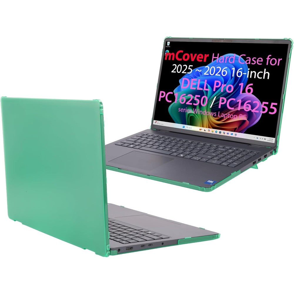mCover hard shell case for Dell Pro 16 front view showing green matte translucent design