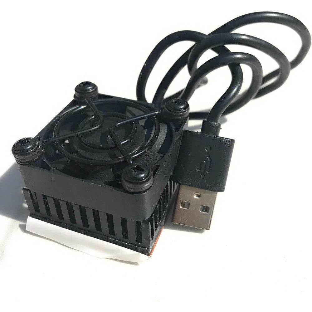 Easycargo 40mm Heatsink Fan active USB cooling kit front view showing the 4010 fan and aluminium fins