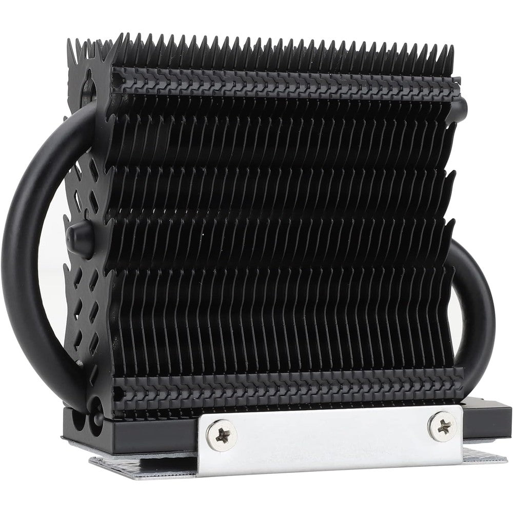 Thermalright HR-09 2280 PRO Black SSD Heatsink front view showcasing the massive black aluminum cooling fins and dual heat pipes.
