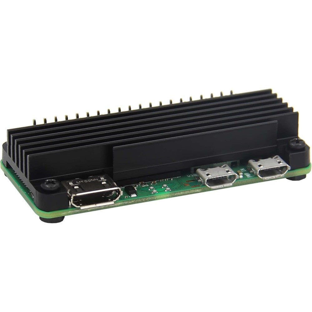 Geekworm Raspberry Pi Zero 2 W Heatsink C296 front view showing aluminum cooling grooves.