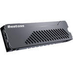 Bestoss M.2 SSD heatsink front view showing dark gray anodized aluminum alloy chassis
