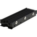 MHQJRH M.2 2280 millimeter solid state drive heatsink front view showing black aluminum alloy groove design.