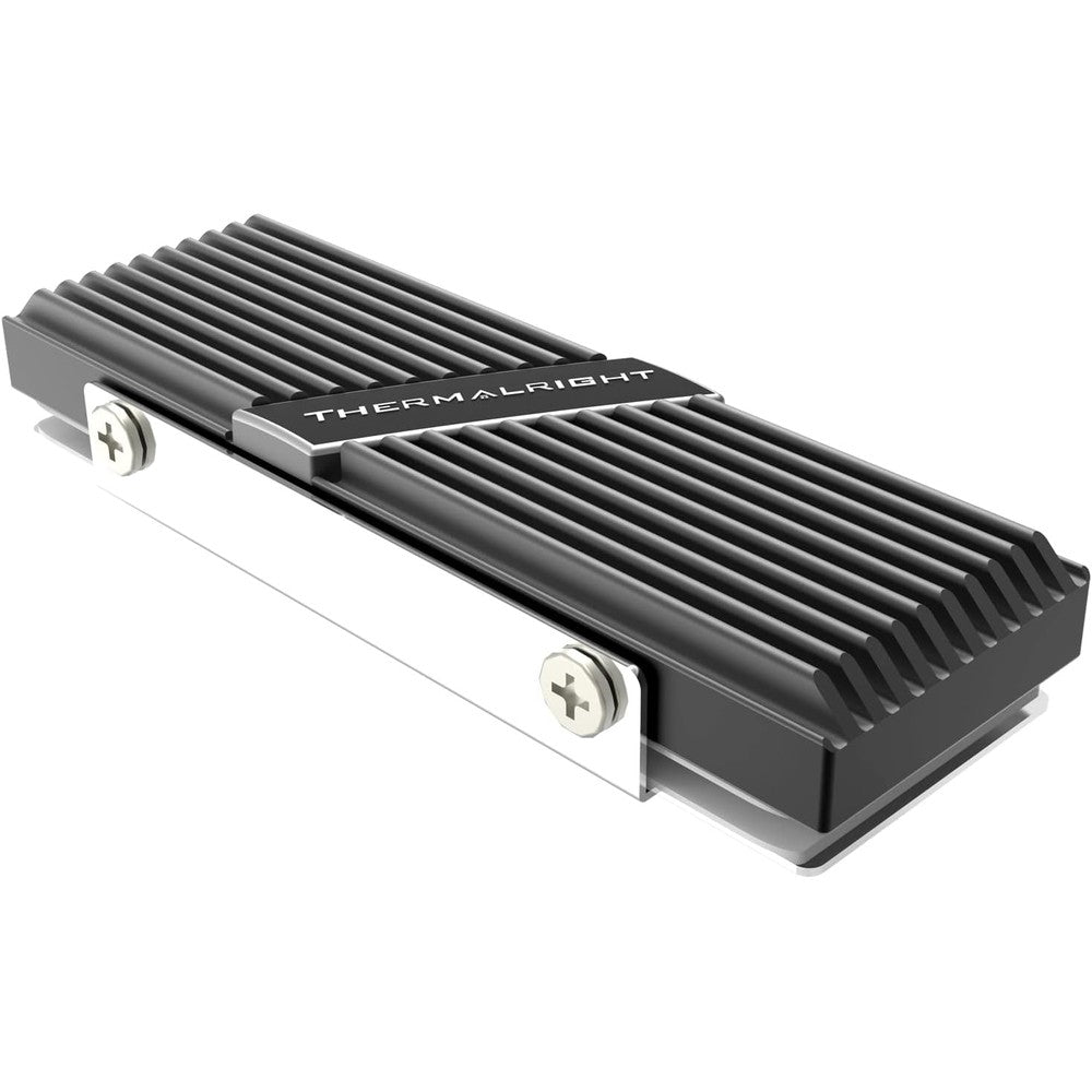 Thermalright TR-M.2 2280 Type A B SSD heatsink cooler front view showing premium black aluminum design.