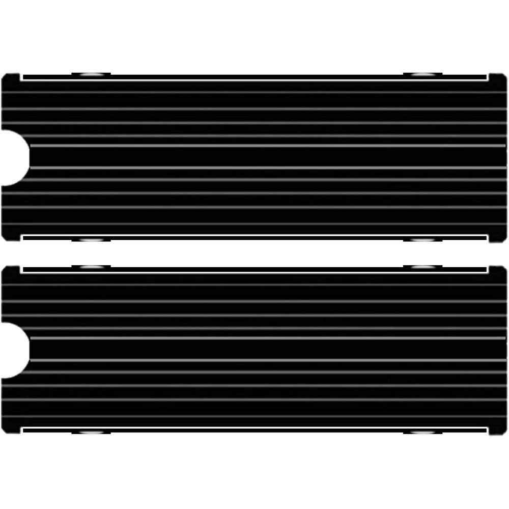 SGTKJSJS M.2 heatsink SSD cooler front view showing the sleek black grooved aluminum cooling fin design.
