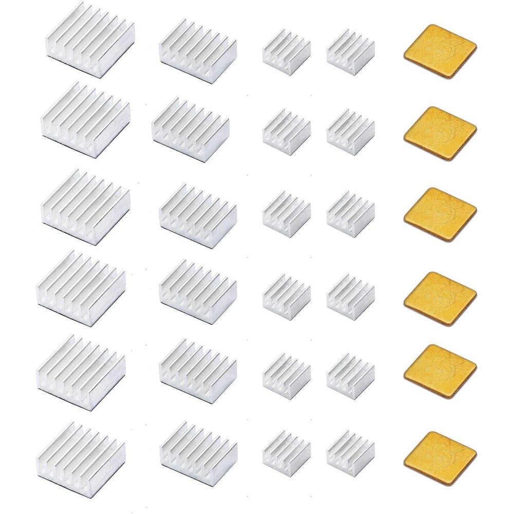 Pastall 30 pieces Raspberry Pi 4 heatsink kit front view showing aluminum and copper coolers.