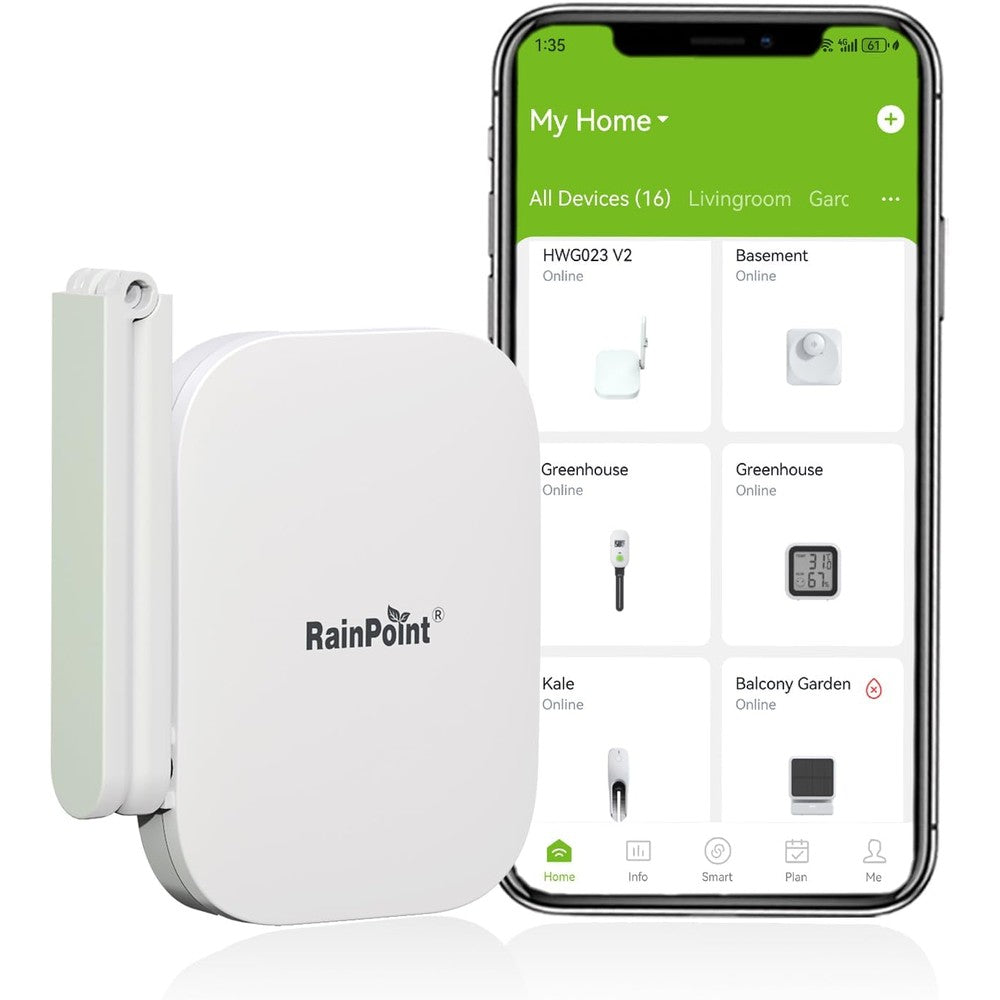 RainPoint Gen2 Mini WiFi Hub front view showing indicator lights