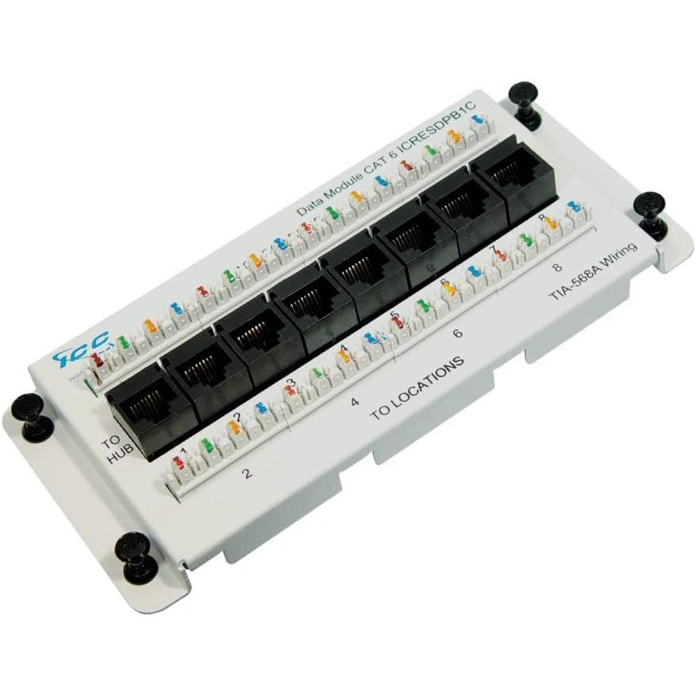 ICC Cat6 Ethernet Data Module 8 Port front view for residential networking