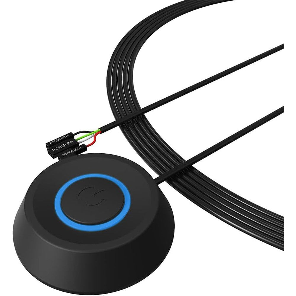 DKE Desktop PC Power Button external computer case switch front view on workspace