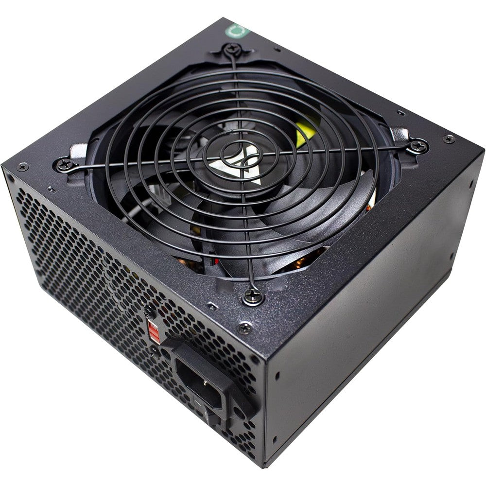 Apevia Venus 450 Watt ATX power supply front view showcasing the protective black wire fan grill.