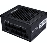 Lian Li SP750 V2 Gold SFX power supply front view showcasing the premium brushed aluminum housing.