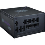 Cooler Master MWE Gold 850 Version 3 power supply unit front view highlighting modular cable sockets
