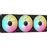 Corsair iCUE Link LX120 RGB triple pack front view showing three premium black computer case fans with dual light loops.