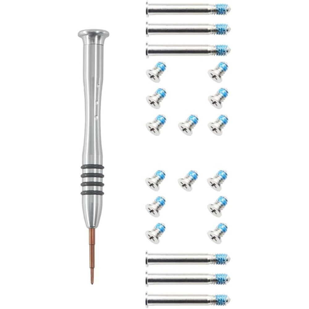 GODSHARK MacBook Pro replacement screws and screwdriver kit front view showing long and short fasteners.